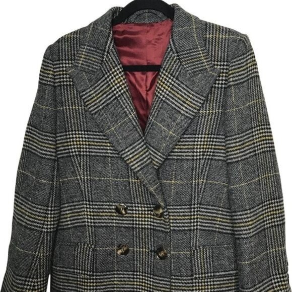 AlexaChung Gray Plaid Double Breasted Felted Coat Alexa Chung Size US 4 - 6 - Picture 4 of 10